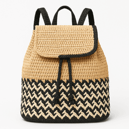 Handmade Raffia Backpack | Eco-Friendly Style - Black Dual thumbnail 1