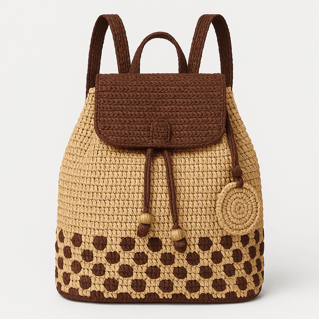 Handmade Raffia Backpack | Eco-Friendly Style - Brown Dual - Image 1