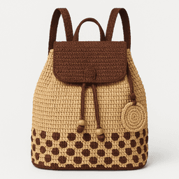 Handmade Raffia Backpack | Eco-Friendly Style - Brown Dual thumbnail 1