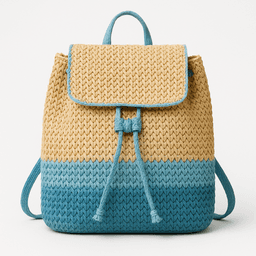 Handmade Raffia Backpack | Eco-Friendly Style - Light Blue Dual thumbnail 2