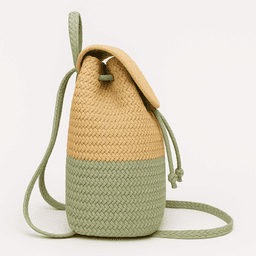 Handmade Raffia Backpack | Eco-Friendly Style - Light Green Dual thumbnail 1
