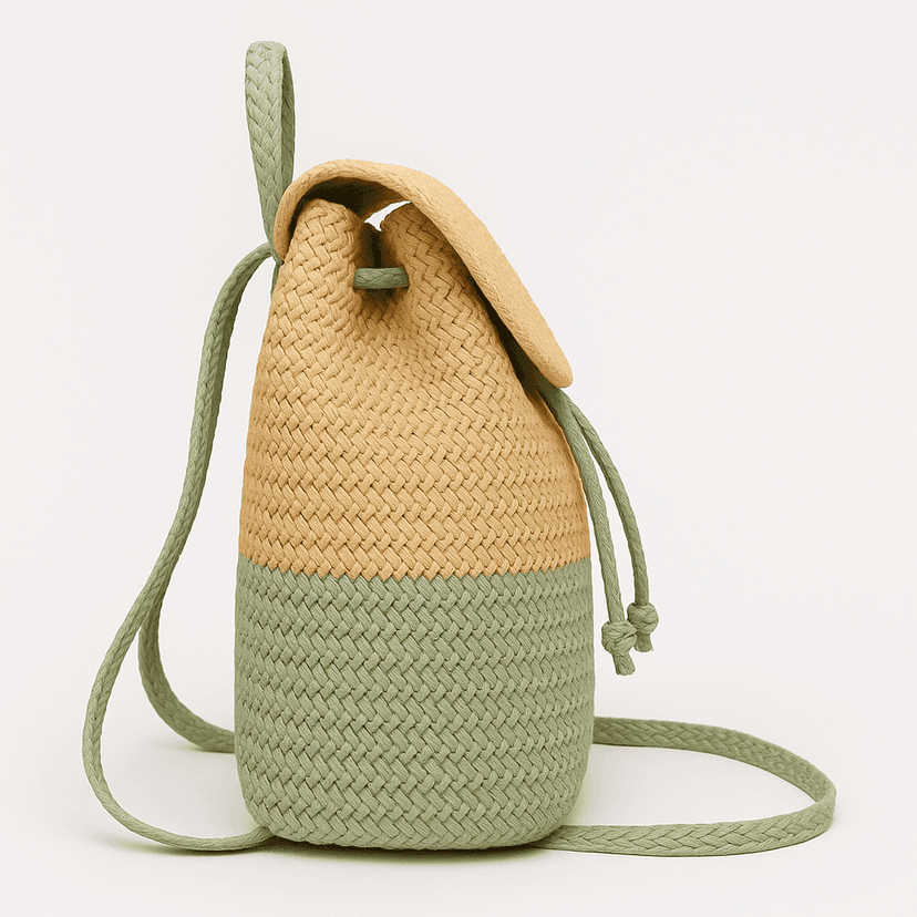 Handmade Raffia Backpack | Eco-Friendly Style - Light Green Dual