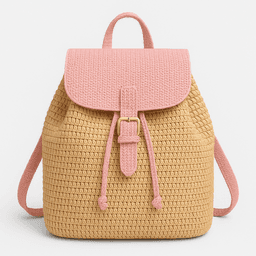 Handmade Raffia Backpack | Eco-Friendly Style - Pink Dual thumbnail 3