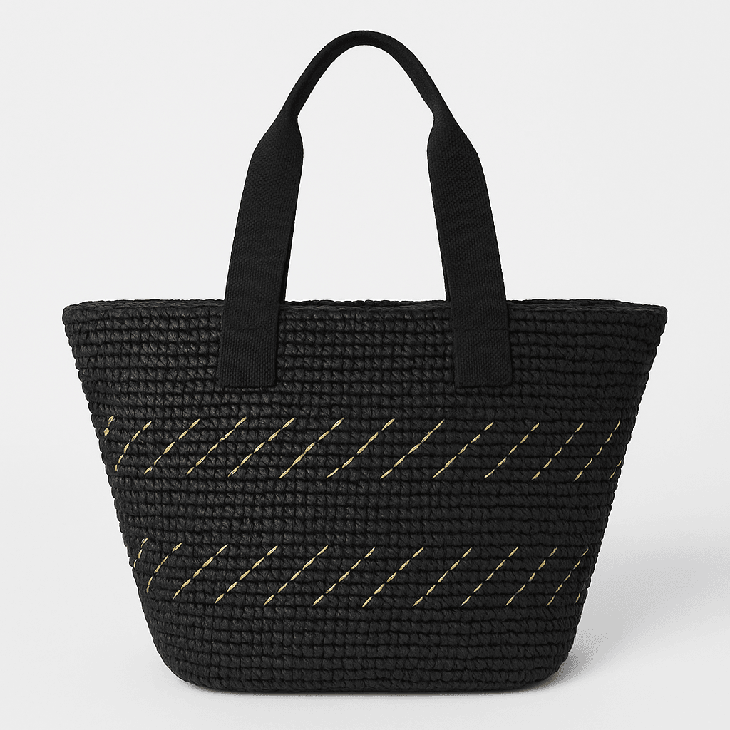 Handmade Raffia Bag | Eco Tote for Everyday Style - Black - Image 1
