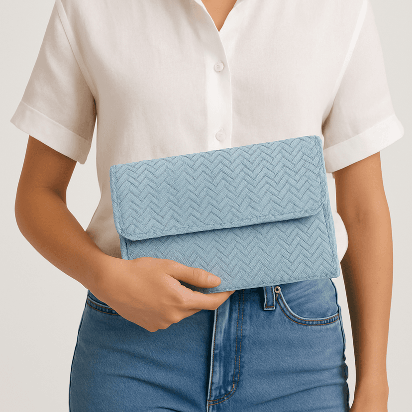 Raffia Wallet | Handmade Eco-Friendly Accessory - Light Blue