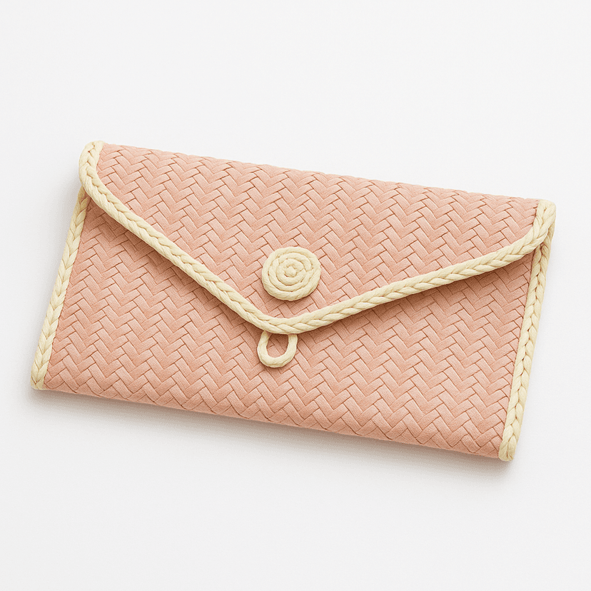 Raffia Wallet | Handmade Eco-Friendly Accessory - Light Pink