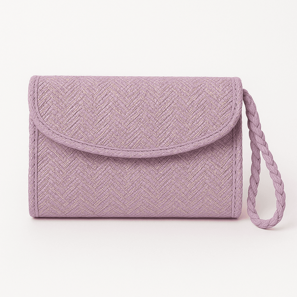 Raffia Wallet | Handmade Eco-Friendly Accessory - Pink - Image 1
